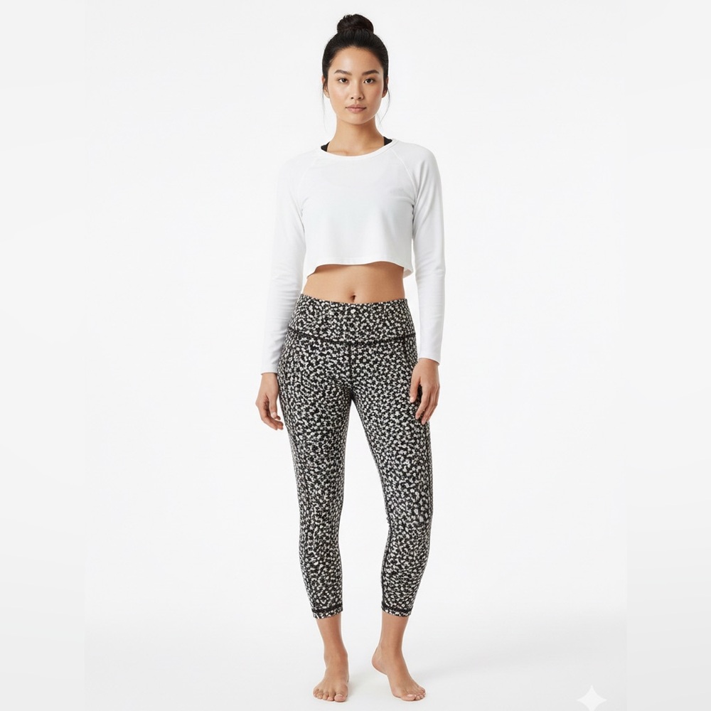 Athleta Salutation Stash 7/8 Leggings Speckled Print High Rise Size Large Petite